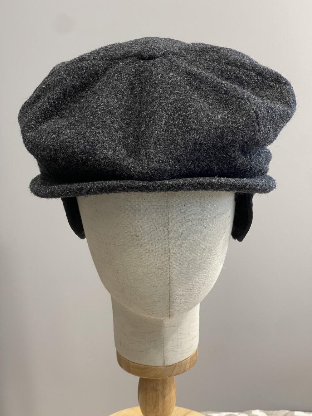 Lake Of The Isles Hat Cap Newsboy Mens L Gray Wool Felt Lined Insulated Ear Flap